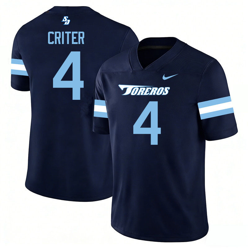 San Diego Toreros #4 Adam Criter College Football Jerseys,Uniforms-Navy